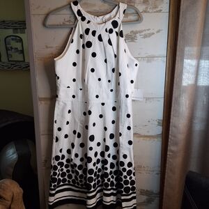NWT Liz Claiborne Polka Dot Midi Dress Sz 12 Sleeveless